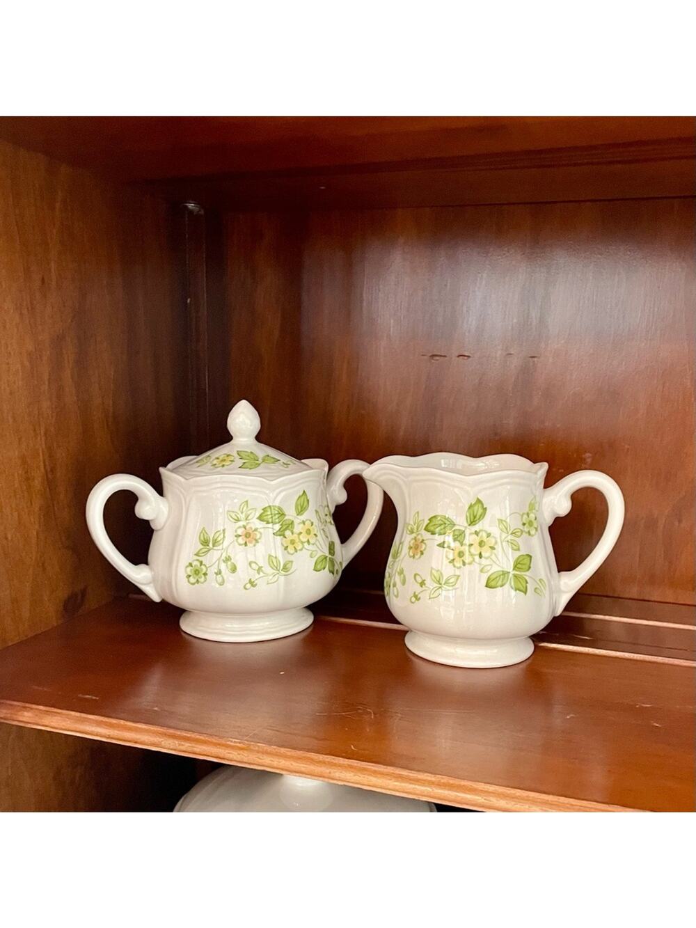 Vintage Petite Flora Creamer & Sugar Set